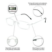OCCI CHIARI Blue Light Blocking Reading Glasses Mens Super Lightweight Reader Full Titanium Rimless Glasses 1.0 1.25 1.5 1.75 2.0 2.25 2.5 2.75 3.0 3.5 with Acrylic Lens