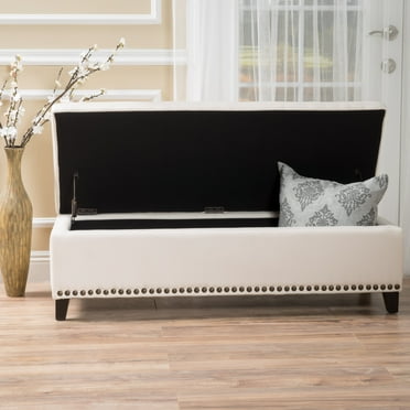 Noble House Iris Beige Fabric Storage Ottoman