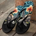 thumbnail image 3 of Chririnla Sea Turtle Print Flip Flops for Women Non-Slip Casual Arch Support Beach Thong Sandals Floral Fashion Lightweight Soft Footbed Flats Slippers for Walking Vacation, 3 of 7