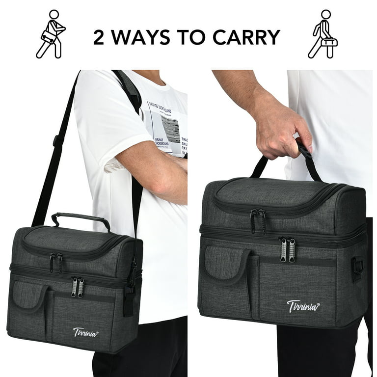Tirrinia Large Insulated Lunch Bag for Men and Women, Adult Double