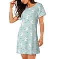 thumbnail image 2 of Logiee Playing Rabbit Print Nightgowns for Women,Soft Short-Sleeved Lightweight Sleepwear, Loose Sleepshirts, 2 of 6