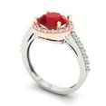 thumbnail image 2 of 1.86 ctw Solitaire with Zirconia Diamond Accents Anniversary Ring for Women | Round Cut Simulated Ruby | Hyperallergenic Solid 14K White/Rose Gold, 2 of 5
