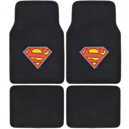 BDK Superman Floor Mats for Cars/Trucks, 4-Piece, Premium Quality, Original Logo