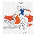 thumbnail image 3 of Ambesonne Modern Shower Curtain, Woman Sketch in Polka, 69"Wx84"L, Vermilion and Blue, 3 of 5