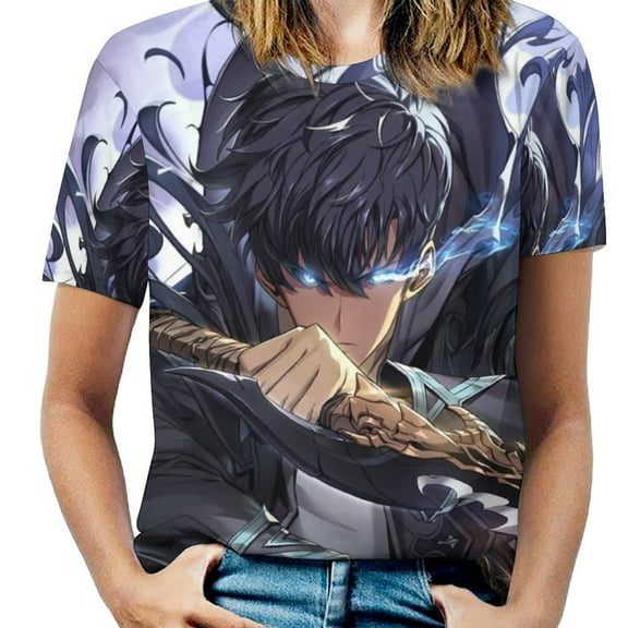 Solo Leveling Womens T-Shirt Round Neck Short Sleeve Tee Shirts Summer Breathable Tops Blouse S