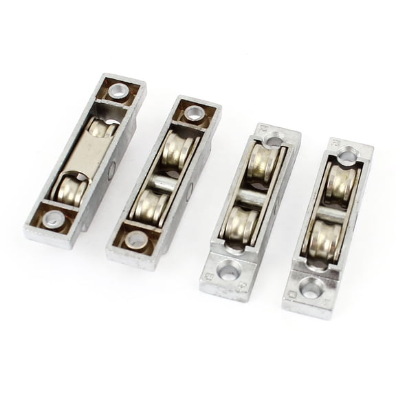 Unique Bargains Window Door Rotatable Axle Dual Rollers Groove Sash Pulley Wheel 13mm Dia 4 Pcs