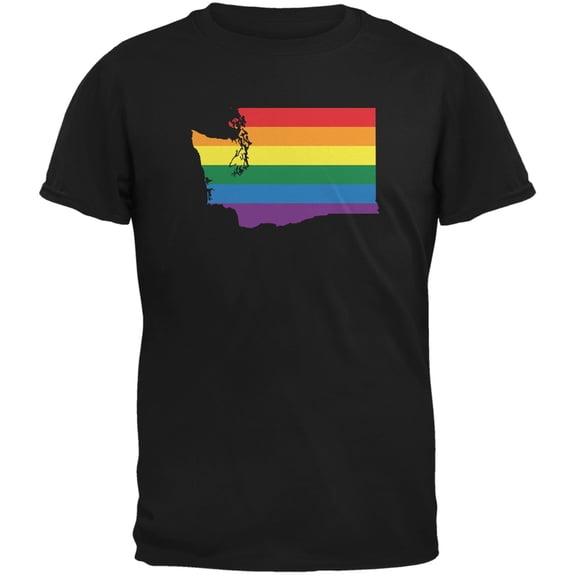 Washington LGBT Gay Pride Rainbow Black Adult T-Shirt - 2X-Large