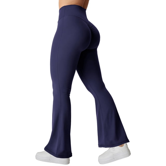 Leggings acampanados YEOREO Kalie Scrunch azul marino para mujer