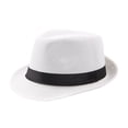 thumbnail image 2 of Meidiya Fedora Hat for Men Linen Wide Brim Sun Protection Solid Color Panama Cap Boater Summer Beach Sunhat Jazz Hat for Vacation, 2 of 4