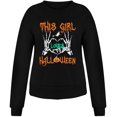 thumbnail image 3 of Chandails en Molleton d'Halloween pour Femmes Imprimé Squelette de Citrouille Surdimensionné Automne Chaud Doux Manches Longues Col Rond Pull Tops, 3 of 5