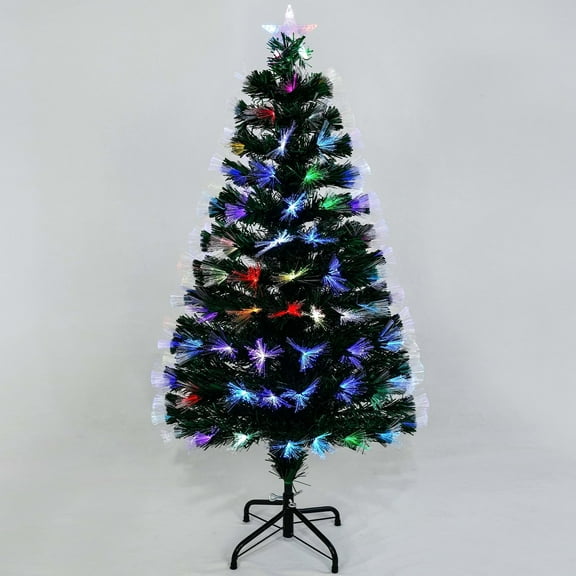 Uten 6ft Pre-Lit Artificial Fiber Optic Christmas Tree with 7-Color Lights, Includes Star Topper & Sturdy Base for Holiday Decor