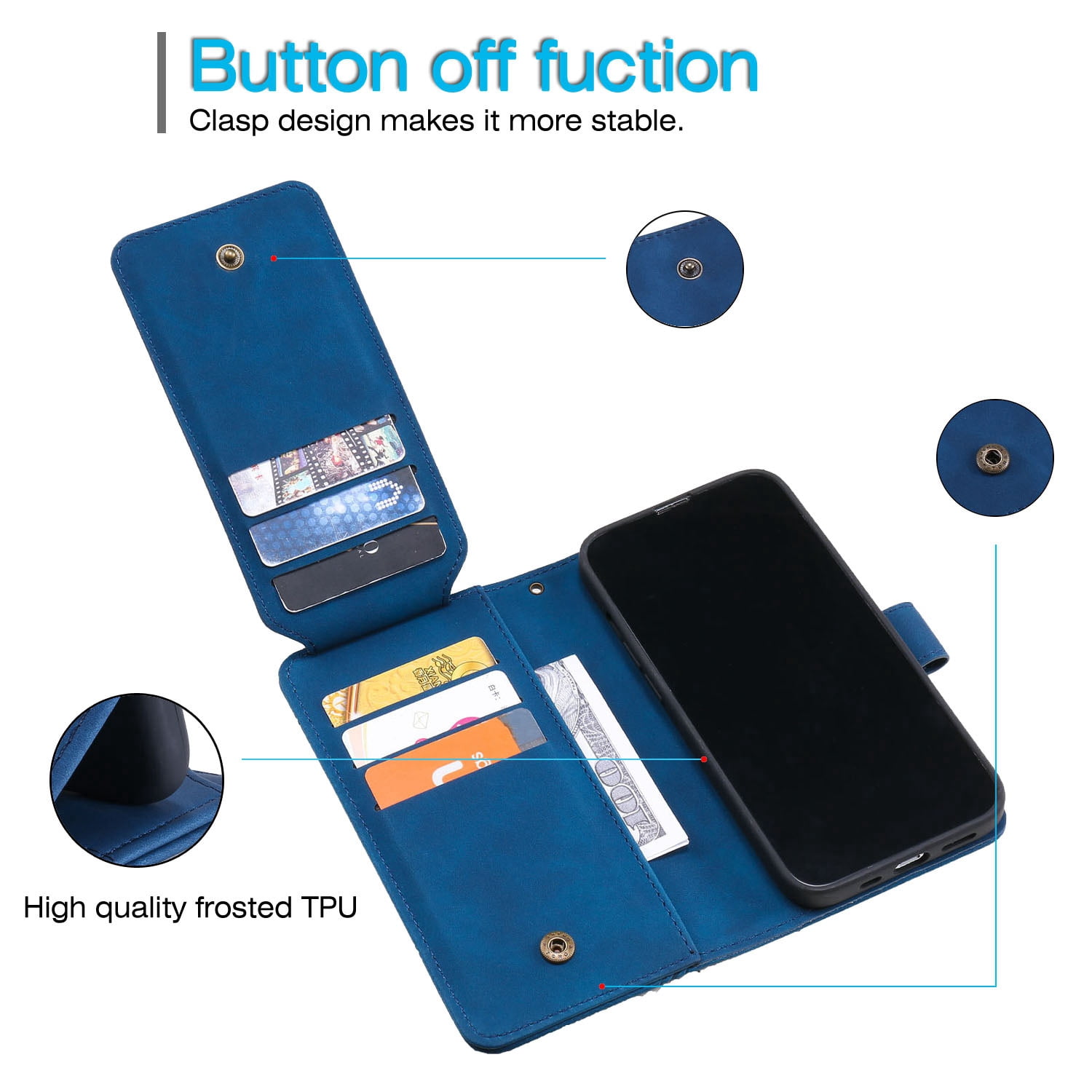 ETFAST Wallet Card Slot Flip Zipper Leather Phone Case For Samsung Galaxy S24 Ultra S24Plus S23 Ultra S23Plus S23FE S22 Ultra S21 Ultra S20 S10 S9 Leather Phone case