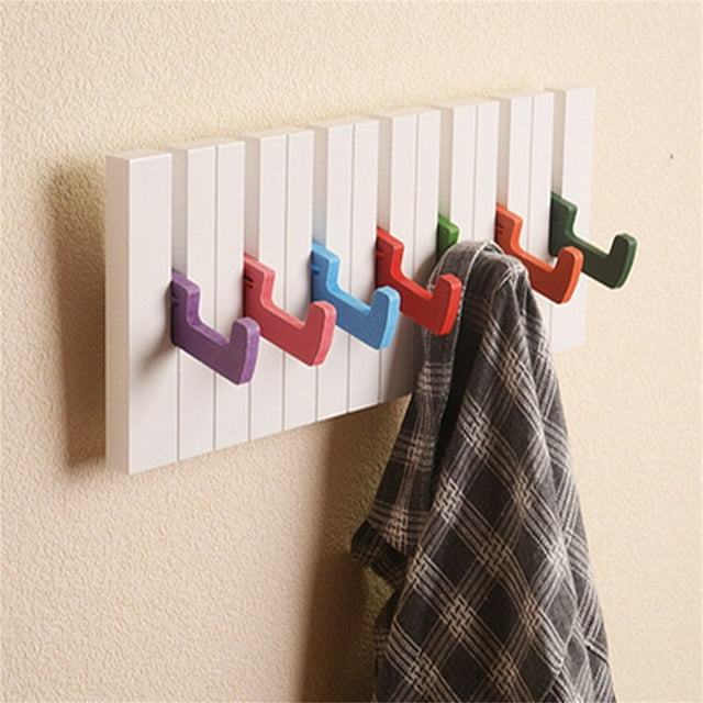 Vrorvz Piano Key Stylish Coat Rack Foldable Wall Organizer for Jackets Hats Scarves Easy Install MDF Long Lasting Child Friendly Space Storage Entryway Bedroom Nursery