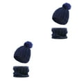 thumbnail image 4 of QualitChoice Winter Caps Decorative Hat Scarf Set Adorable Autumn Crochet Neckerchief Sports Two-piece Stylish Collar Dark Blue 2Set, 4 of 6