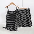 thumbnail image 2 of PBFRDSJ Striped Set for Women Modal Sleeveless Spaghetti Straps Cami Tops Elastic Waist Sleep Shorts Set Soft Modal Nightwear, 2 of 5