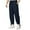 Navy, variant on Mens Casual Pants Elastic Waist Drawstring Summer Pocket Solid Color Pants Blue