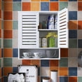 thumbnail image 3 of LUVODI 23.2x8x26.1 inch White Bathroom Cabinet Wall Mounted Bamboo Over-The-Toilet Storage Organizer with 2 Door and Adjustable Shelves, 3 of 12