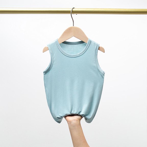 Freshbabe Kids Basic Solid Tank Tops, Sleeveless Crew Neck Undershirts, Breathable Summer Tops for Boys & Girls, 4th Of July