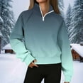 thumbnail image 2 of XFLWAM Womens Quarter Zipper Sweatshirts Color Block Long Sleeve Pullover Tops Casual Loose Fit Cropped Sweat Shirts, 2 of 5