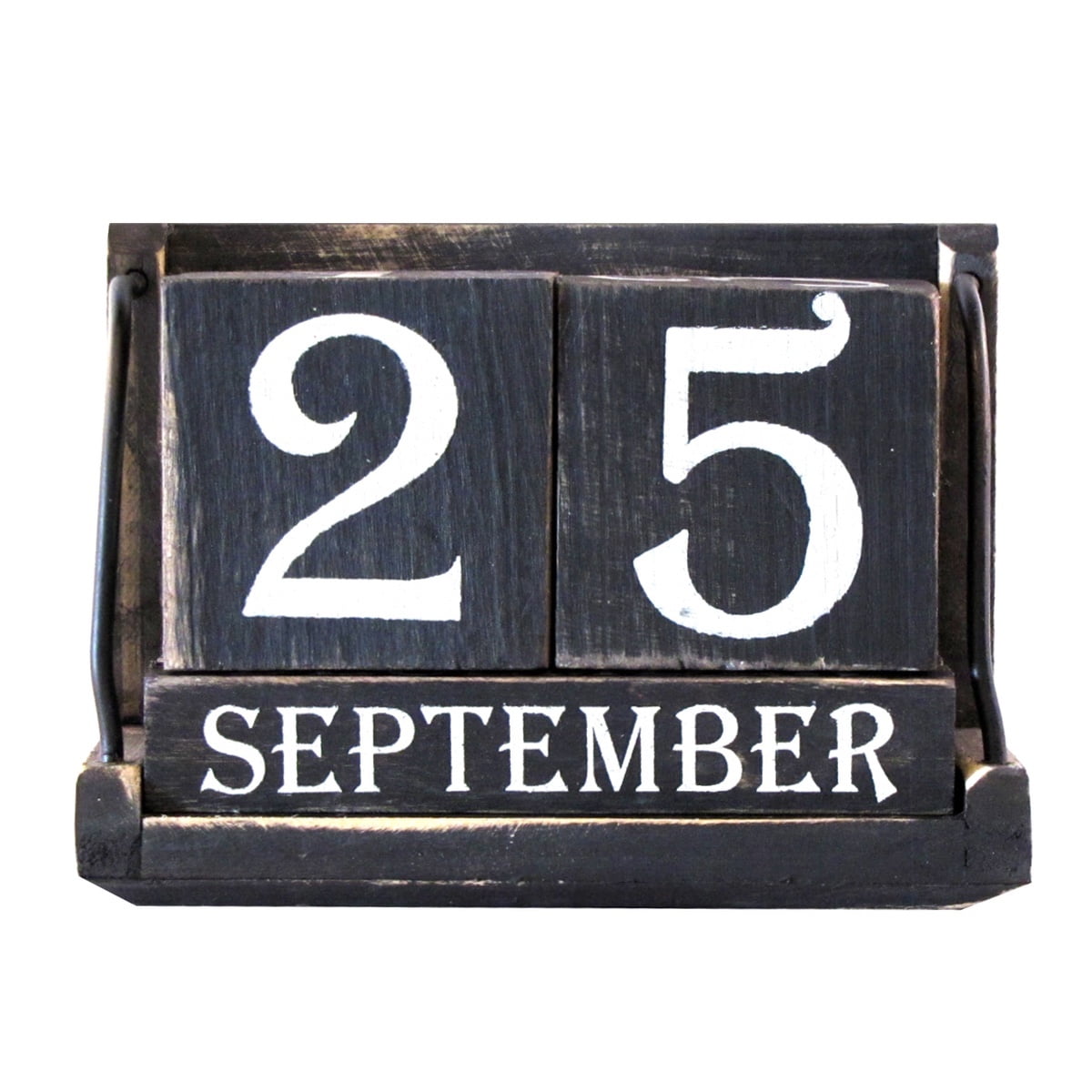 Vintage Wood Block Perpetual Calendar, Reusable, Wooden