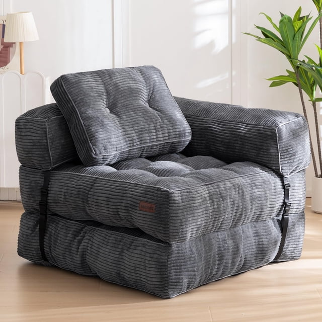 Sofá MAXYOYO Sofá cama plegable plegable en forma de L gris oscuro