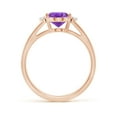 thumbnail image 2 of ANGARA Natural Oval 1.6 ct Amethyst with Diamond Collar Solitaire Ring in 14K Rose Gold for Women (Size-9x7mm) | February Birthstone, Anniversary, Jewelry Gift for Women | Natural Amethyst Ring, 2 of 9