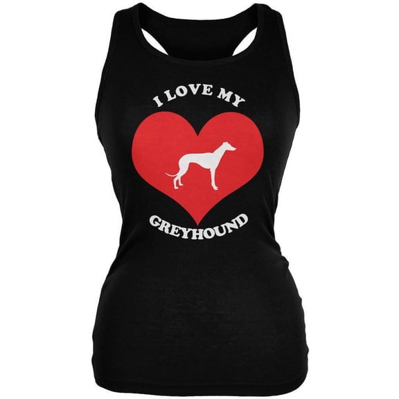 Valentines I Love My Greyhound Black Juniors Soft Tank Top - 2X-Large