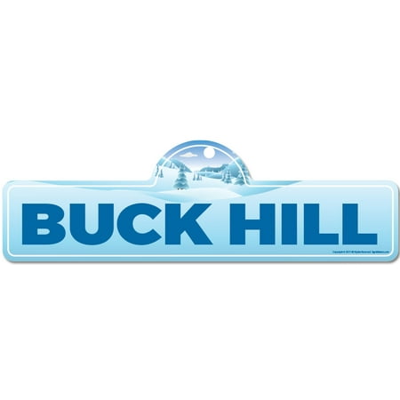 Buck Hill Street Sign | Indoor/Outdoor | Skiing, Skier, Snowboarder, Décor for Ski Lodge, Cabin, Mountian House | SignMission personalized
