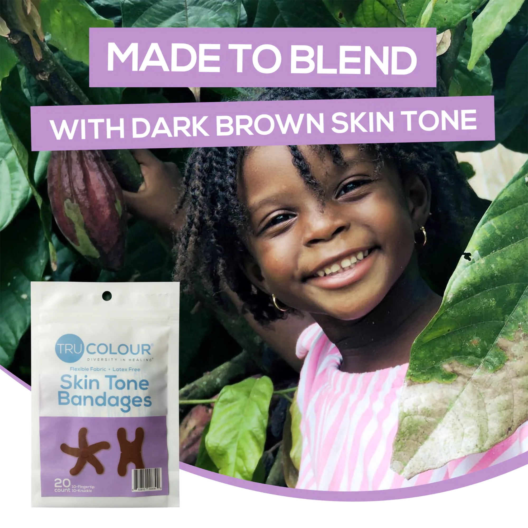 Tru-Colour Skin Tone Bandages Assorted Shapes Variety Pack - Dark Brown, 4 Pack