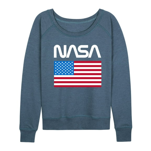 NASA - American Flag - Women's Lightweight French Terry Long Sleeve Shirt