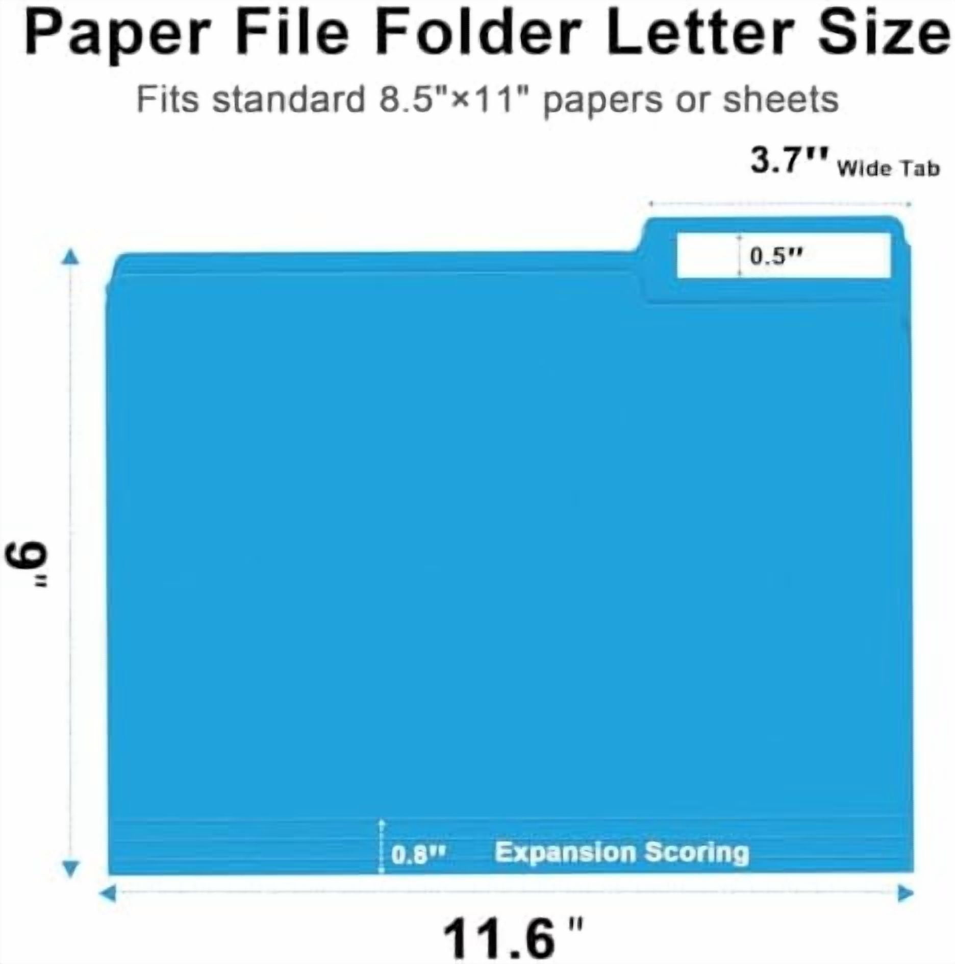 File Folder,  150 Pack 1/3 Cut Tab File Folders Letter Size, Blue, Colored Folders with Tab Great for Organizing and Easy File Storage
