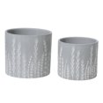 thumbnail image 1 of IH Casa Decor Ceramic Round Planters Gray Leaflets Set Of 2, 1 of 3