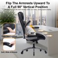 thumbnail image 6 of AFO High-Back Ergonomic Office Chair with Flip-Up Arms and PU Leather,Swivel Computer Desk Chair for Office or Home,Black, 6 of 7