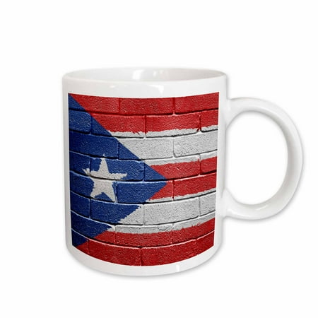 

3dRose National flag of Puerto Rico painted onto a brick wall Rican Ceramic Mug 11-ounce