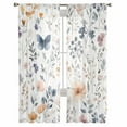 thumbnail image 3 of Watercolor Flower Sheer Curtains 63 Inches Length 2 Panels Set, Window Sheer Curtains for Living Room/Bedroom, Spring Farm Leaf Country Retro Plant Light Filtering Rod Pocket Curtain 52'' x 63'' x 2, 3 of 7