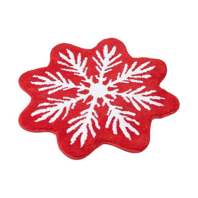 Qiulaii 2pcs Christmas Snowflake Floor Mat, Non-Slip Water Absorbent Entryway Rug, Festive Holiday Decor Bathroom Carpet, Washable Anti-Skid Doormat