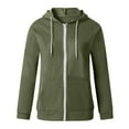 thumbnail image 3 of womens tops under $5 Dezsed Tops For Women Womens Hoodie Full Zip Long Sleeve Lightweight Sweatshirts Pockets Jacket Coat Green M, 3 of 5