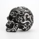 thumbnail image 5 of 1 pieza de decoración de calavera tallada con nubes auspiciosas, decoración de calavera de resina, artesanía de cabeza de calavera, adorno para Halloween, fiesta, hogar (plata y negro), 5 of 7