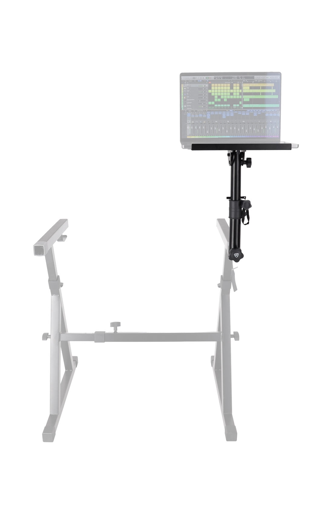 Rockville ZLS Laptop Stand Attachment for Z-Stands, 12 inch x 9.5 inch Tray – Adjustable Height & 0–75 degree Tilt, Silicone Anti-Slip Pad, Fits 35mm x 35mm Square Tube