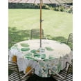 thumbnail image 3 of Outdoor Tablecloth with Umbrella Hole Zipper Spring Floral Daisy Round Tablecloth 60" Waterproof Outside Table Cloth Eucalyptus Leaves Watercolor Botanical Patio Table Cover Tablecloths for Picnic, 3 of 8