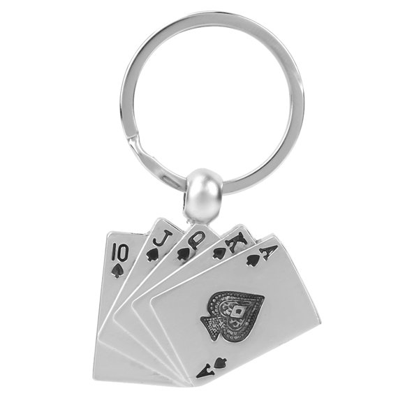 Yazoeia Personality Keychain Royal Flush Poker Playing Card Lucky Key Ring Charm Gift AR-310-31134