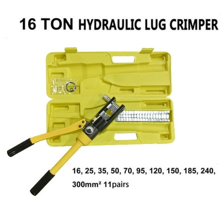 Hose Crimping Machines Ktaxon Portable Hydraulic Wire Battery Electrical Cable Lug Terminal Hose Crimper Crimping Tool Set Machine, 16 Ton 11 Dies ()