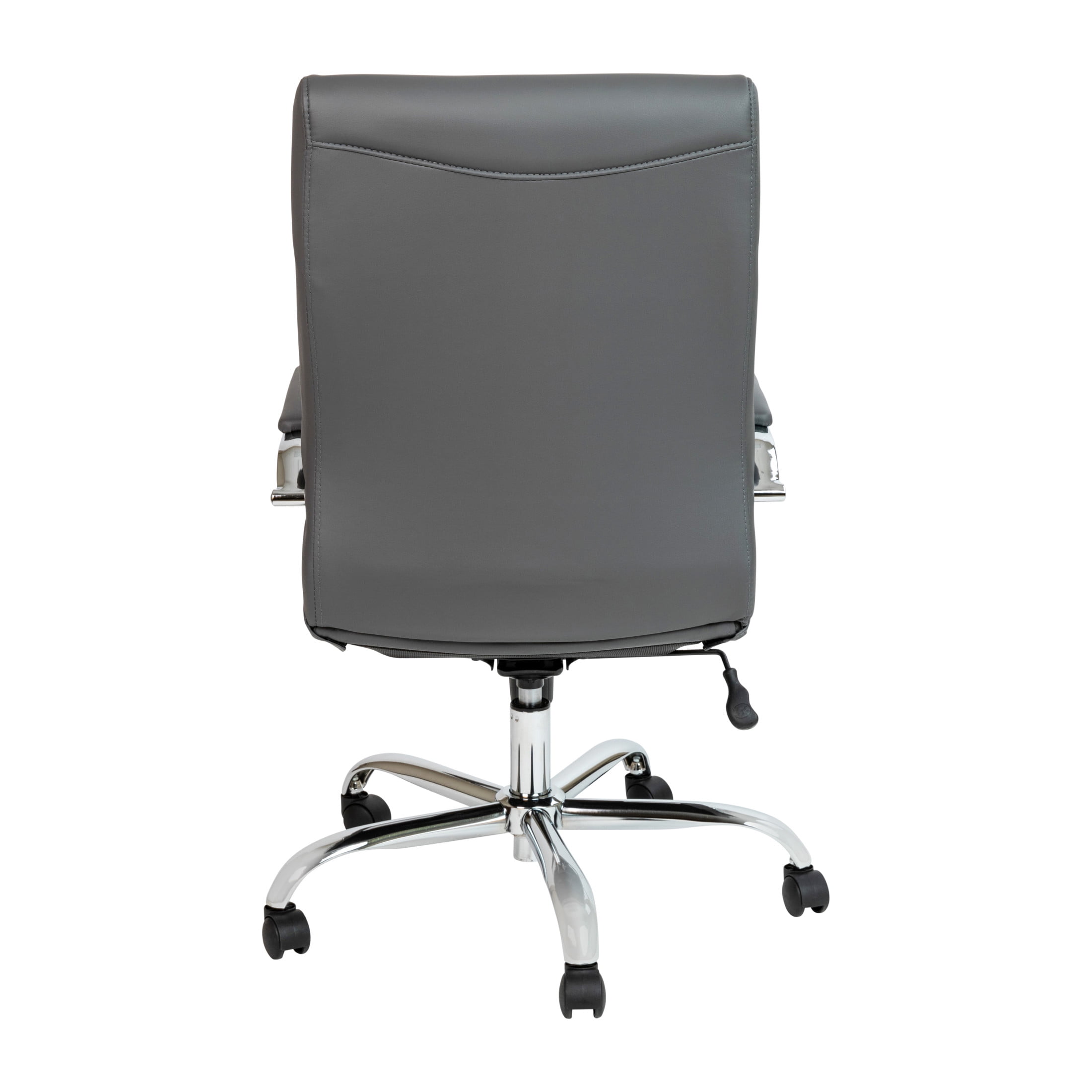 Flash Furniture Whitney High-Back Swivel LeatherSoft Desk Chair with Armrests, Gray/Chrome
