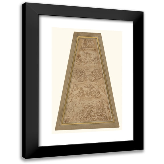 Giorgio Vasari 11x14 Black Modern Framed Museum Art Print Titled - Compositional Study for the Southeast Section of the Cupola of Florence Cathedral (1572)