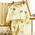 thumbnail image 2 of HCNTES Kids Toddler Boy Long Sleeve Shirt & Straight Leg Pants Set Spring Fall Winter Warm Loungewear Outfits Set Pajamas Sleepwear Pjs for Baby(A01-Light Yellow,6-7 Years), 2 of 3