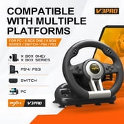PXN V3 Racing Wheel, 180° Steering Wheel with Linear Pedals and Paddle Shifters, Compatible with Xbox Series X|S, PC, PS4 and Nintendo Switch, Black