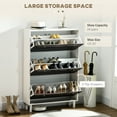 thumbnail image 4 of HOMCOM Armoire de Rangement pour Chaussures avec Tablettes Ajustables Blanc et Brun, 4 of 10