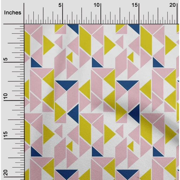 oneOone Georgette Viscose Fabric Parallelogram & Triangle Geometric Printed Craft Fabric BTY 42 Inch Wide
