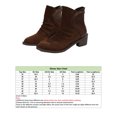 thumbnail image 2 of MAWCLOS Womens Ankle Boots Pointed Toe Booties Patchwork Chunky Block Dress Boot Zip Up Office Winter Shoes Dark Brown 6, 2 of 9