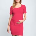 thumbnail image 4 of gakvbuo Maternity Dress For Photoshoot Womens Short Sleeve Breast-Feeding Maternity Nursing Dress Bodycon Pregnancy Scoop Neck Ruched Midi Fitted Dresses For Women 2042, 4 of 7